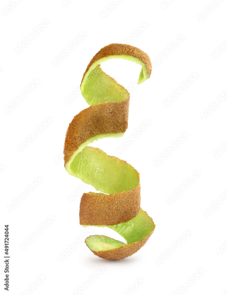 kiwi skin on white background