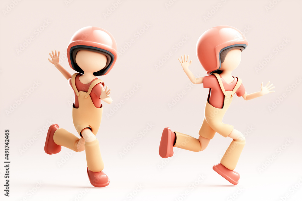 3D rendering of cute cartoon girl