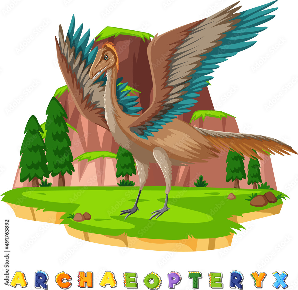 Dinosaur wordcard for archaeopteryx