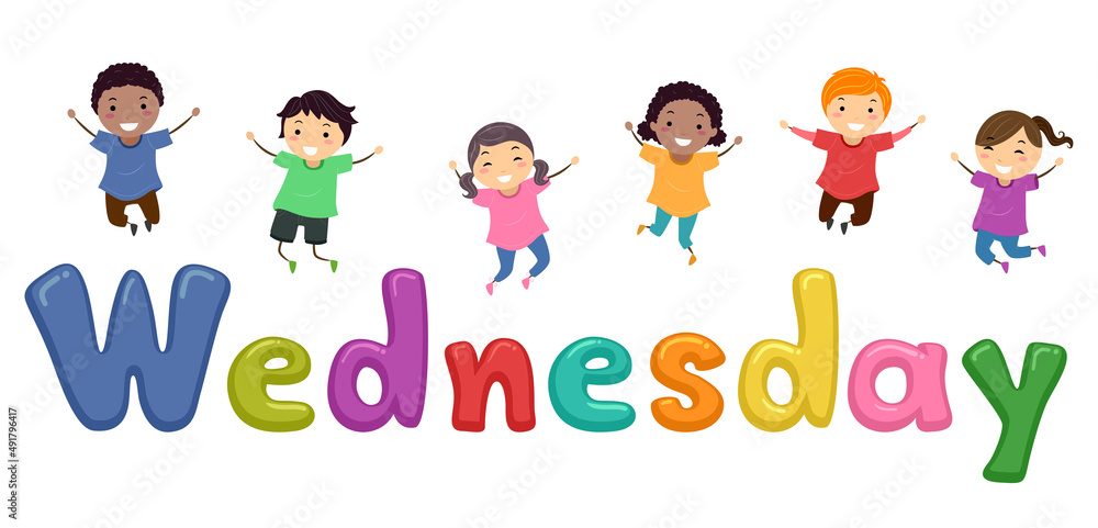 Stickman Kids Wednesday Jump Illustration