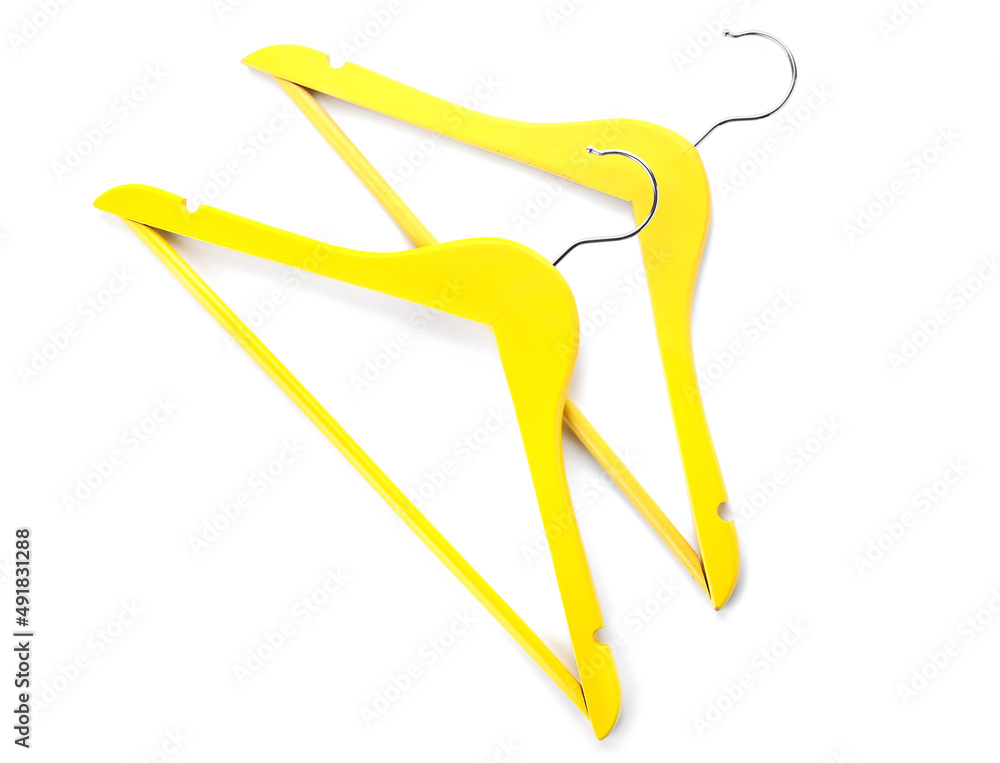 Clothes hangers isolated on white