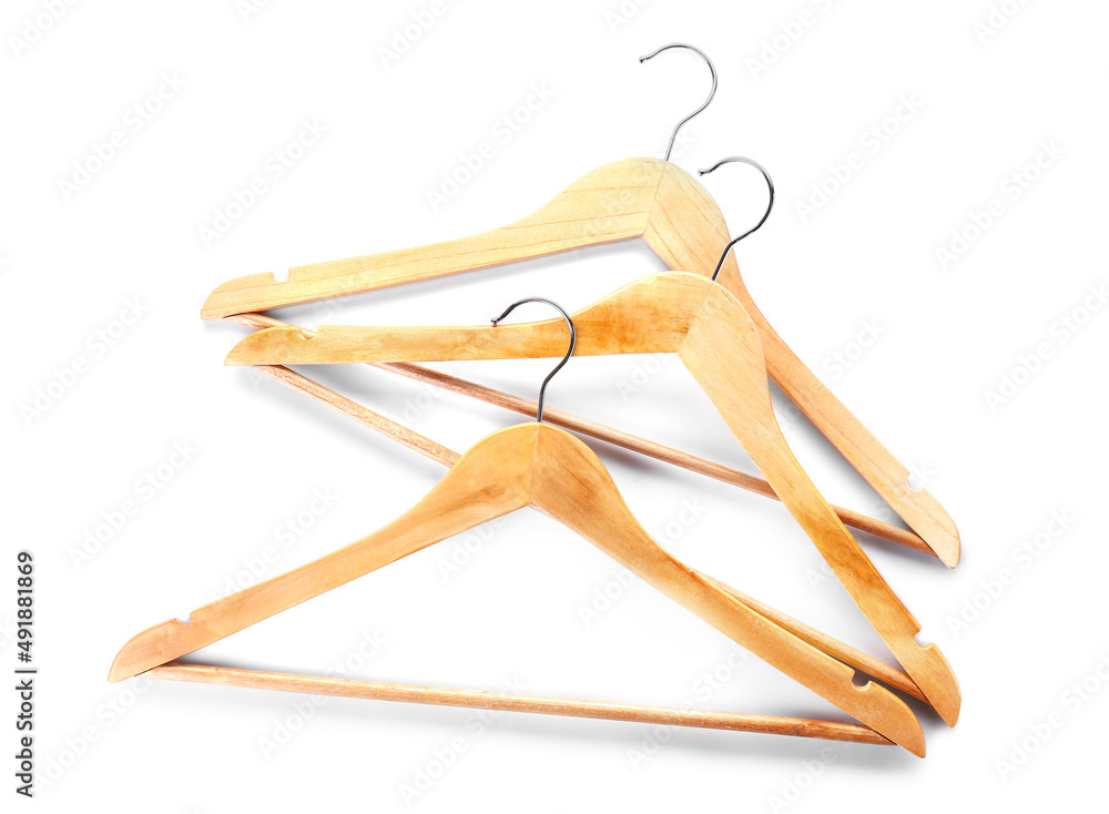 Clothes hangers isolated on white