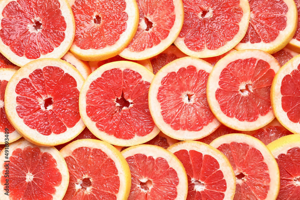 Slices of fresh grapefruit as background