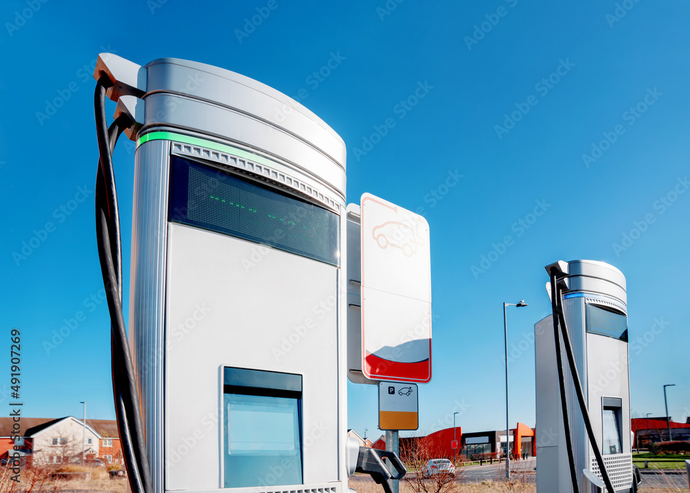 Electric vehicle charging station. Time to recharge