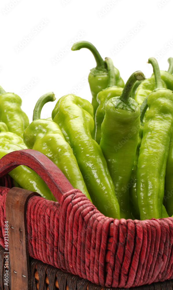 Green Hot Pepper on white background