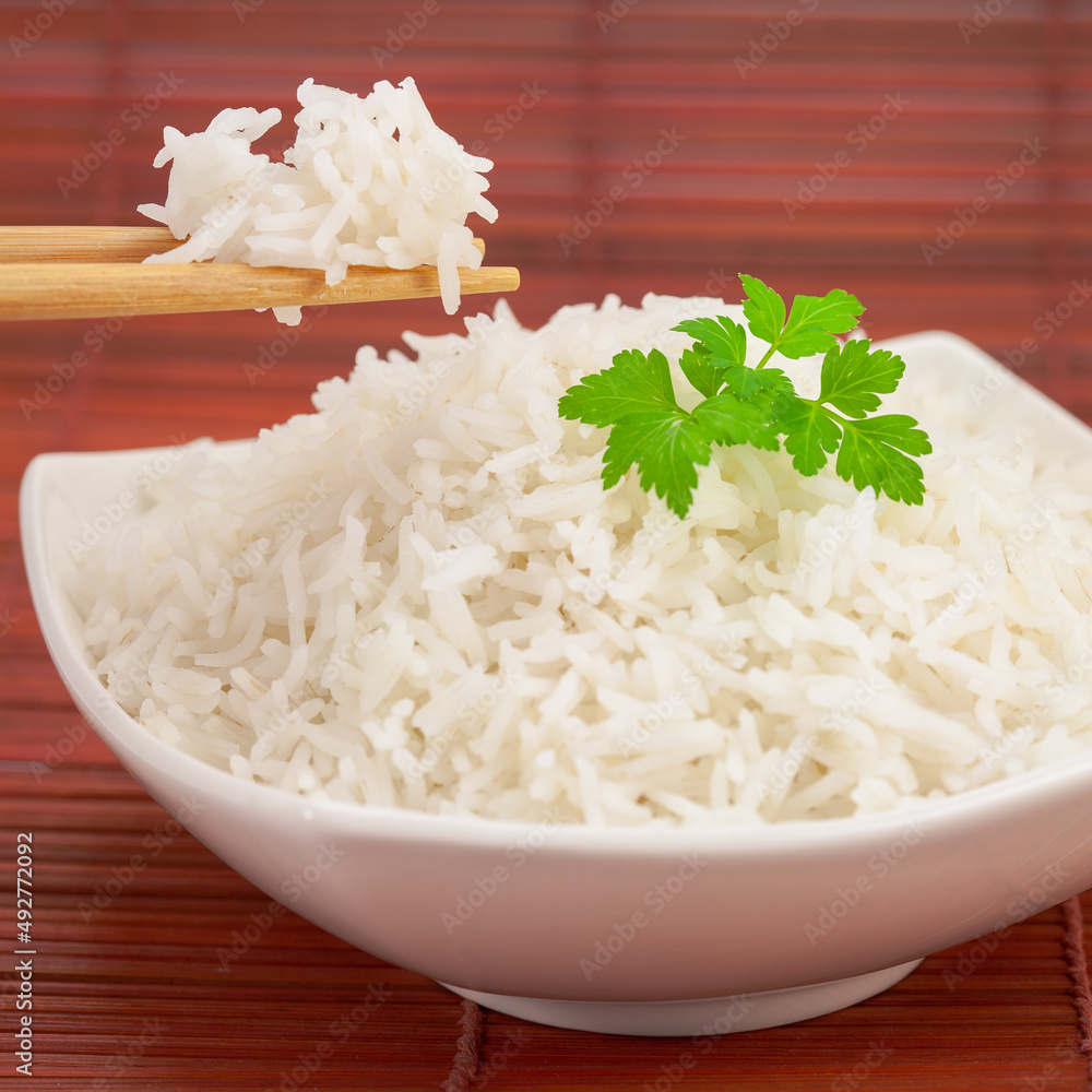 Japan rice with chopsticks