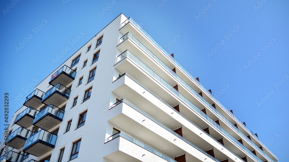 Modern elements in  contemporary  architecture.. Architectural details of a modern apartment buildin