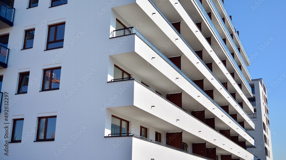 Modern elements in  contemporary  architecture.. Architectural details of a modern apartment buildin