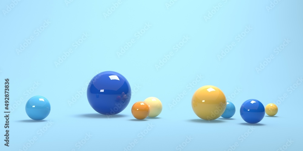 Spheres of many sizes - abstract 3D render design