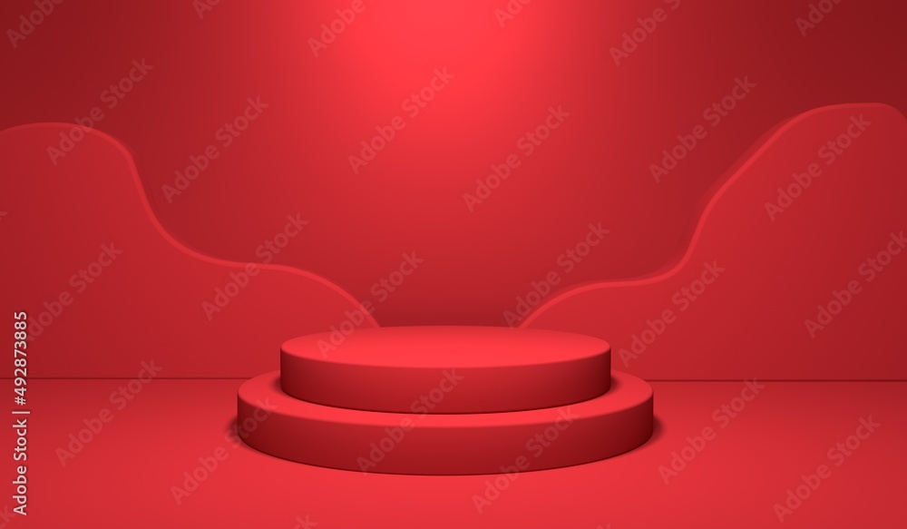 Abstract 3D render of podium staging showcase background