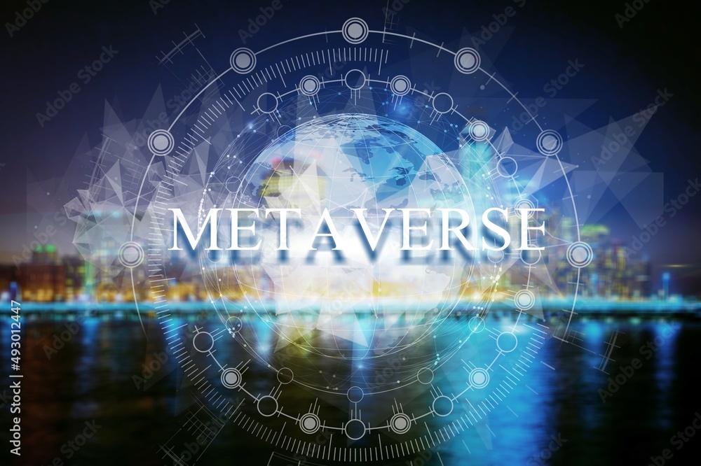 Metaverse world virtual reality technology concept. Internet of things. Futuristic business finance 