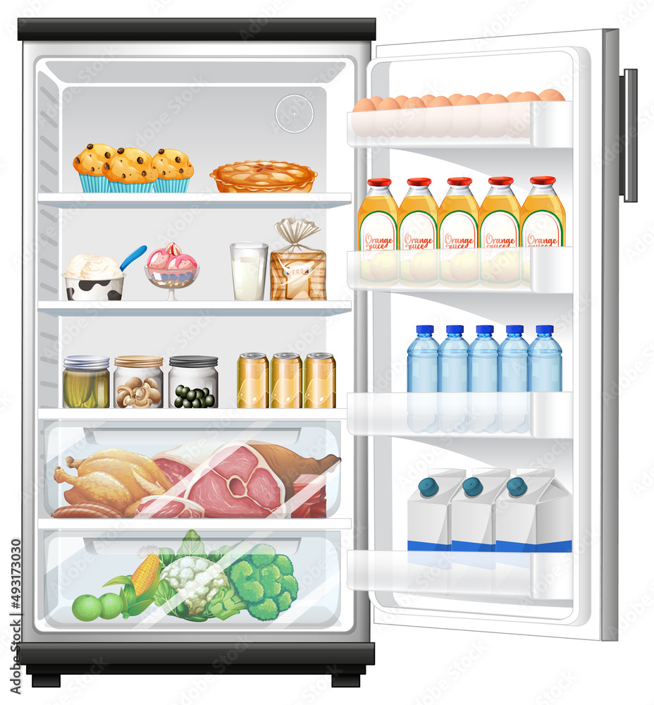 Refrigerator with lots of food