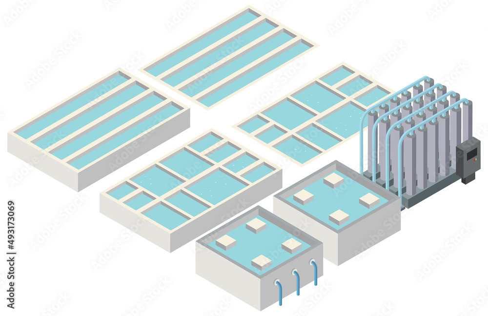 Isometric industrial area of desalination plant