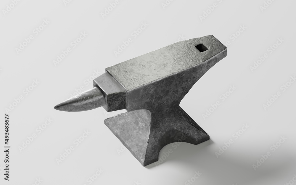 Metal anvil with black background, 3d rendering.