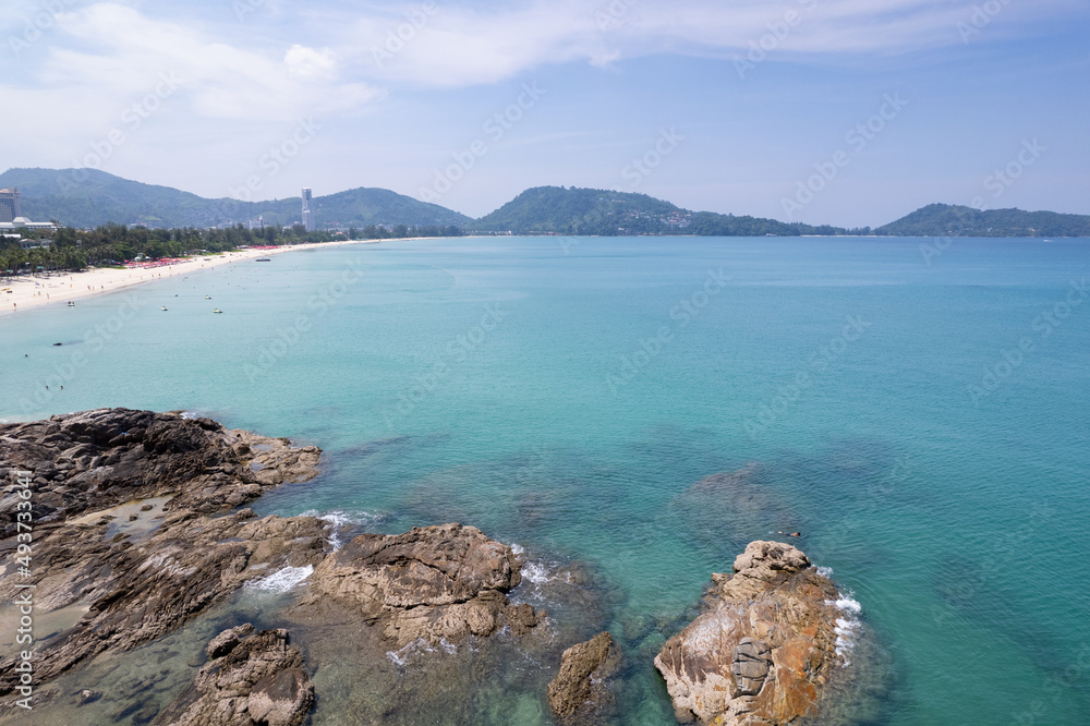 蓝色海面纹理背景鸟瞰图海上无人机视图波浪水面特克斯