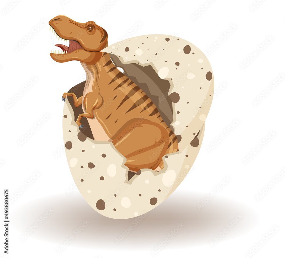 Tyrannosaurus rex coming out of eggshell