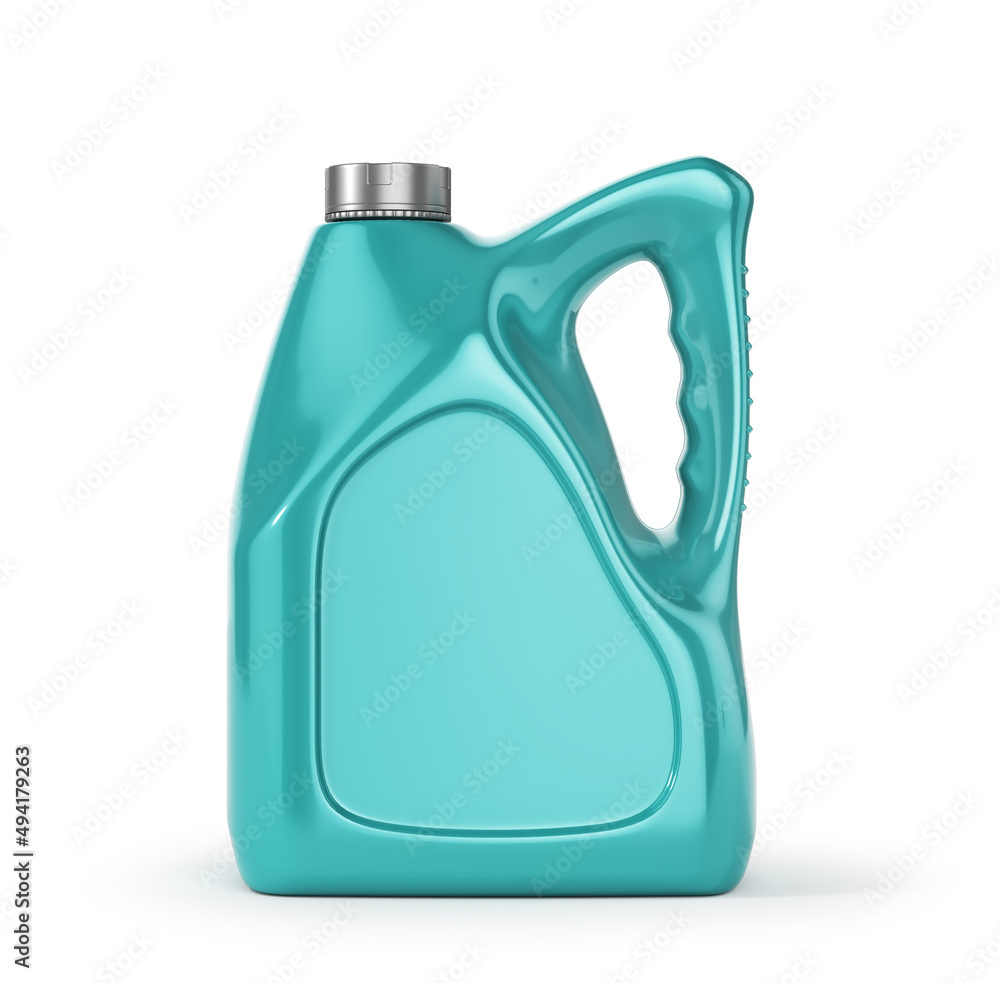 Bottle of car maintenance products on a white background. Oil, detergents and lubricants. 3d illustr