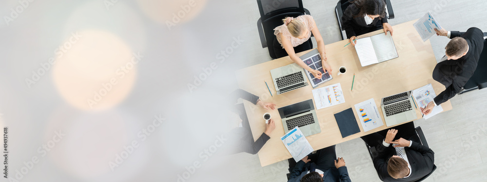 Business people group meeting shot from top widen view in office . Profession businesswomen, busines