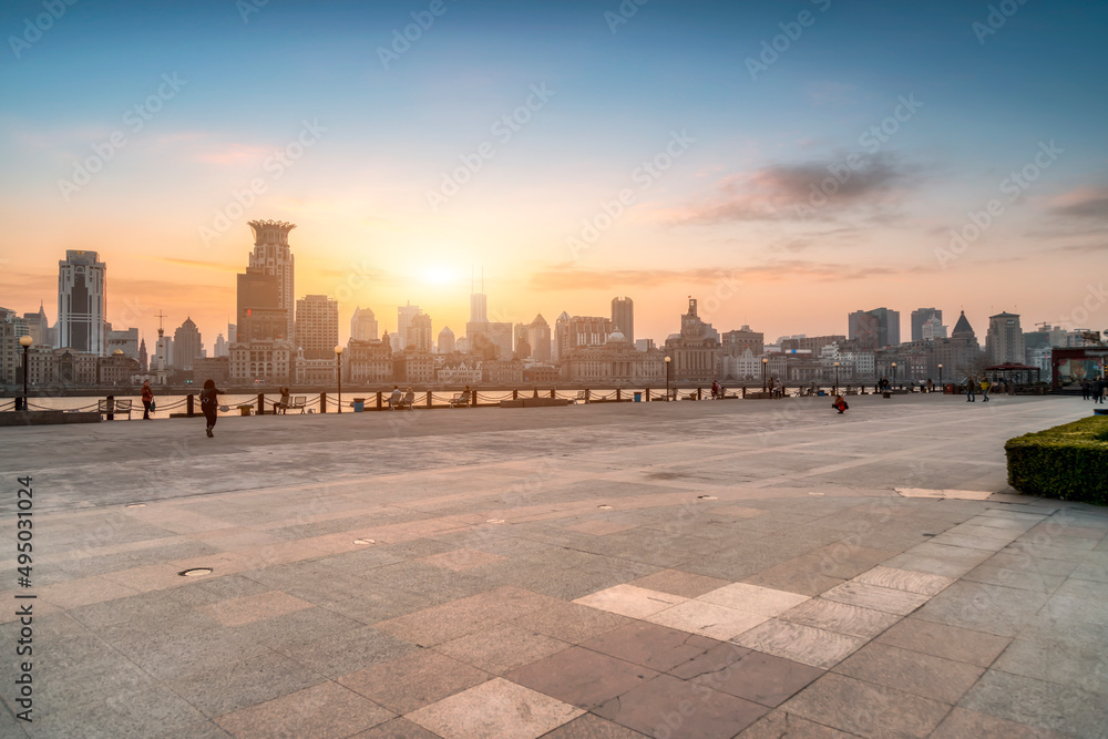 方砖地面与上海城市景观