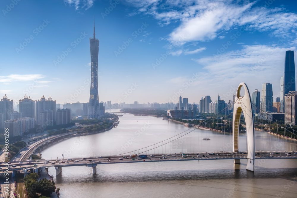 aerial photography guangzhou city architecture landscape skyline