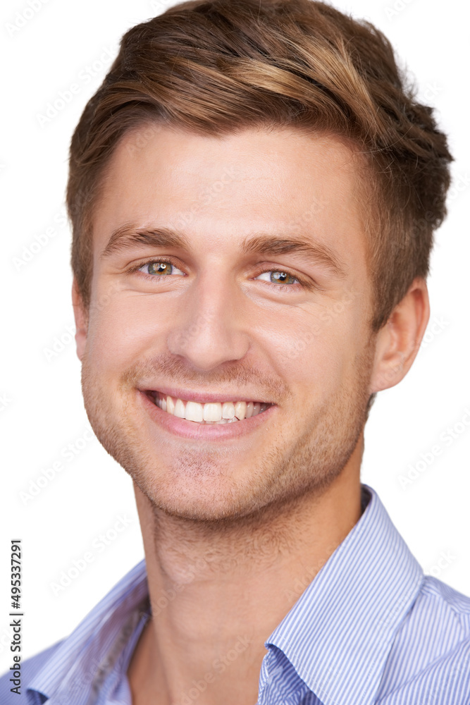 Facing life with a smile. Portrait of a happy and handsome young man.