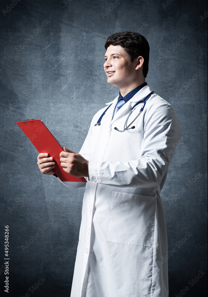 Doctor with tablet for documents