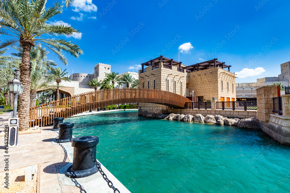 阿联酋迪拜的Madinat jumeirah。阿拉伯迷你城市