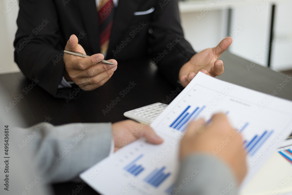 Businesspeople discussing together in conference room during meeting at office. Planning strategy an