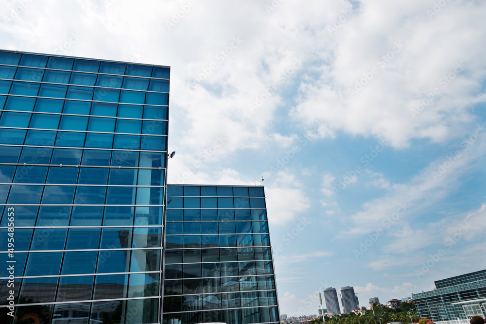 Modern financial building with facade of glass