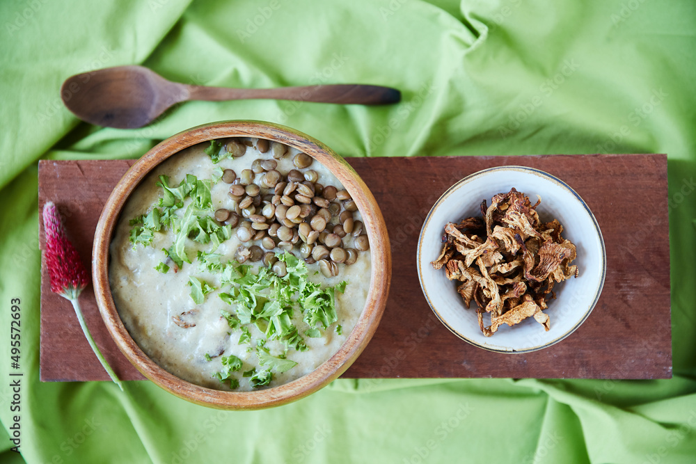 Nutrition isnt about just eating, its about learning to live. Overhead shot of a creamy legume and l