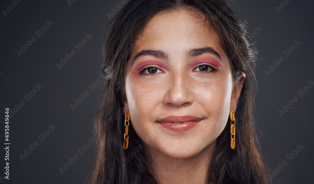 I am confident with myself. Cropped portrait of an attractive teenage girl standing alone against a 