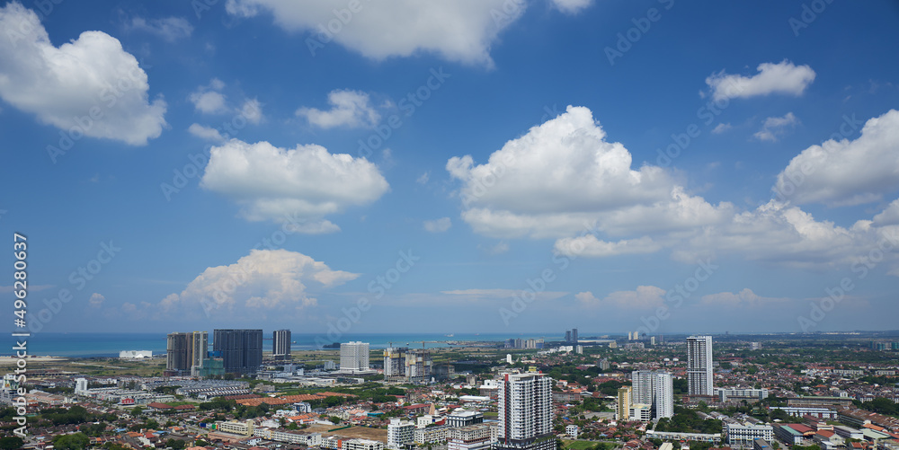 马六甲海峡的城市景观