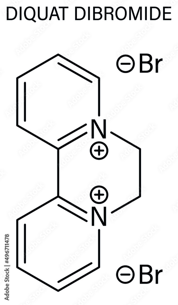 二溴二枯接触除草剂分子。骨架配方。