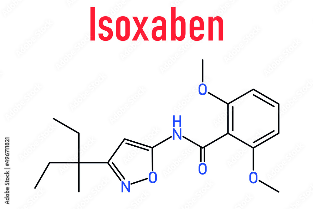 异沙本除草剂分子。骨架配方。