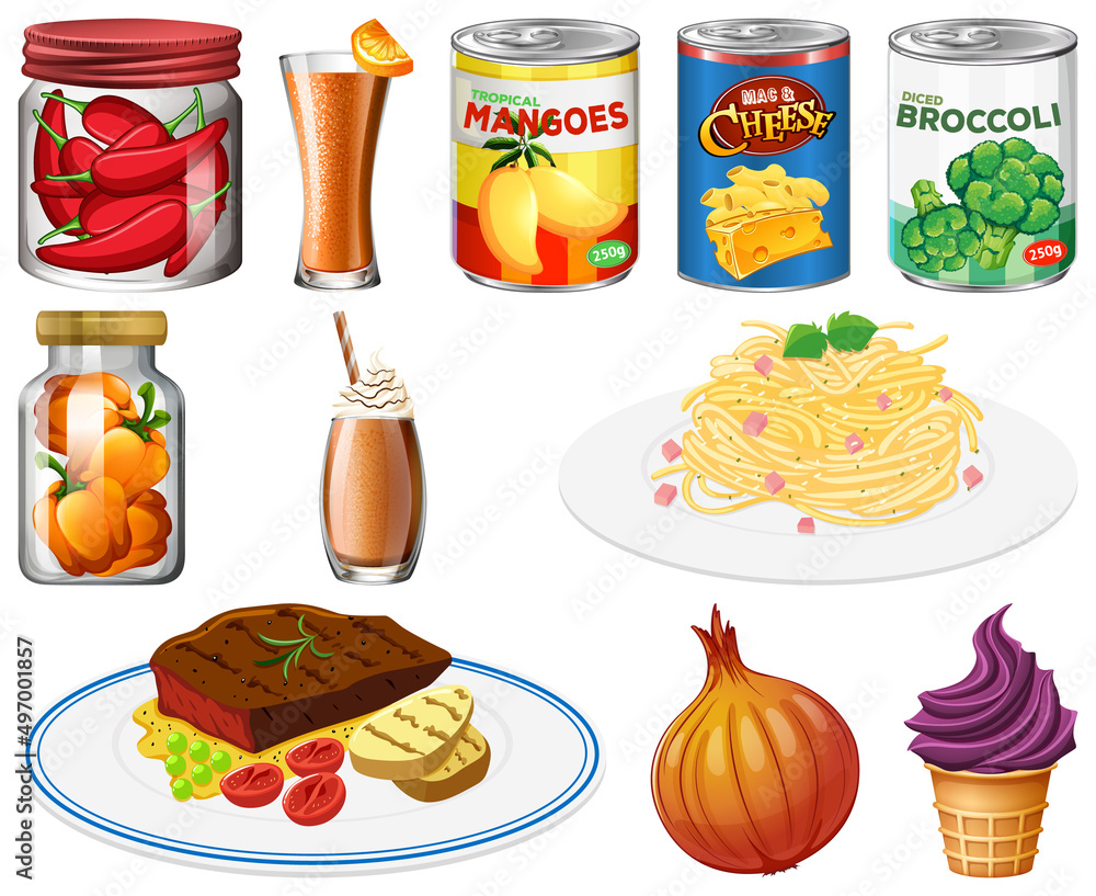 Different foods cartoon collection