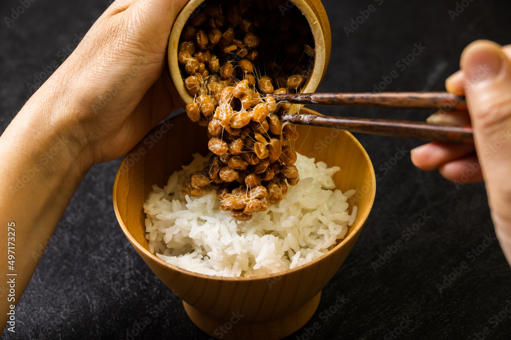 藁入り納豆　Natto Japanese foods