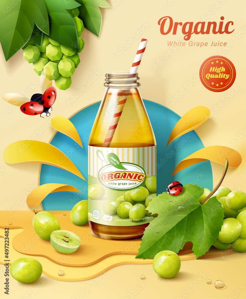 3d creative white grape juice ad