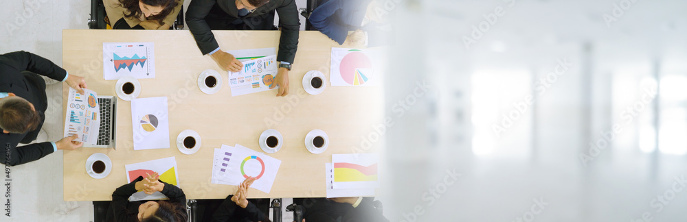 Business people group meeting shot from top view in office . Profession businesswomen, businessmen a