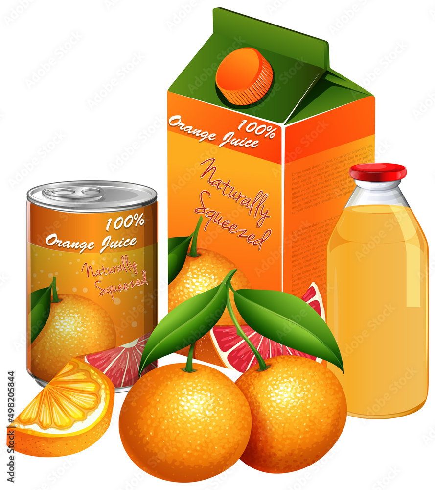 Orange products set on white background