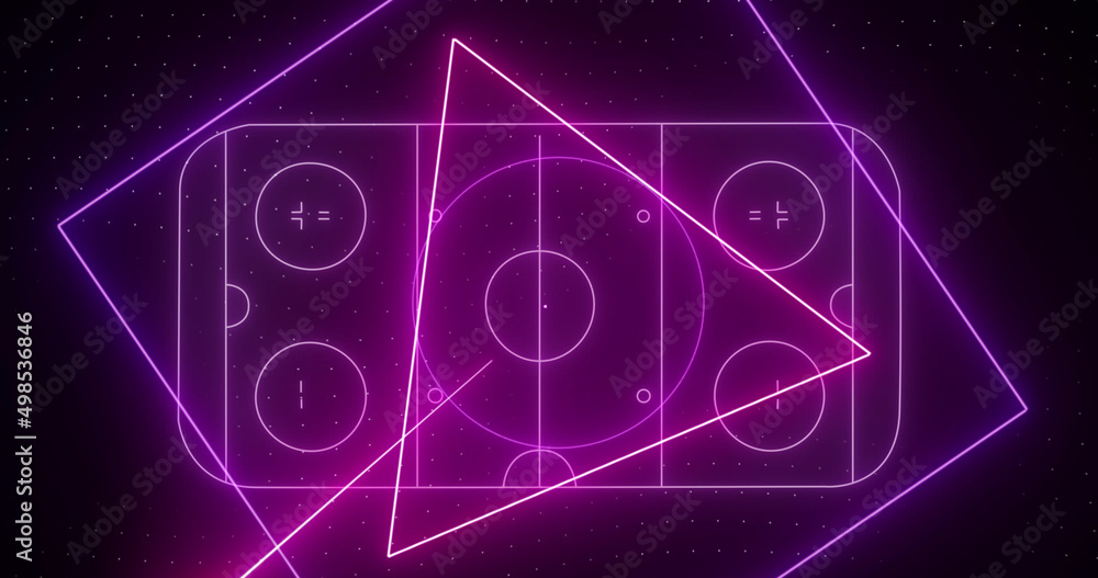 Image of purple ice hockey rink and data processing