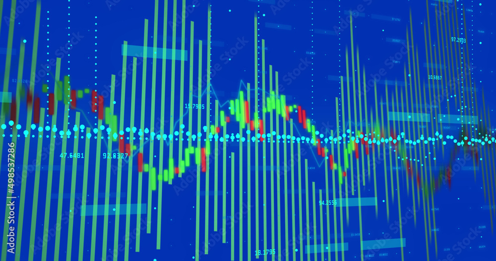 Image of data processing on blue background