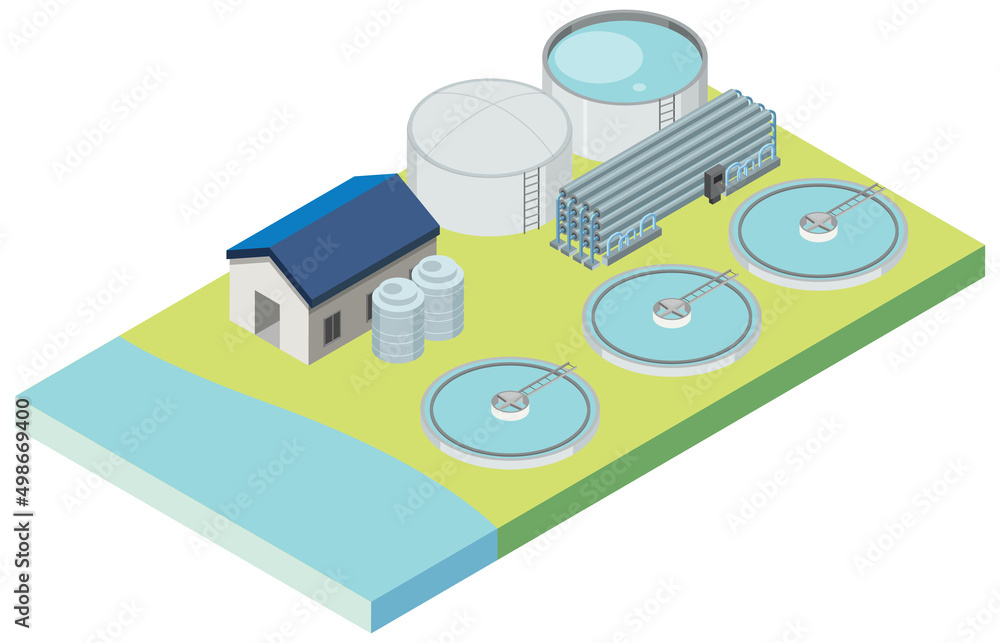 Isometric industrial area of desalination plant