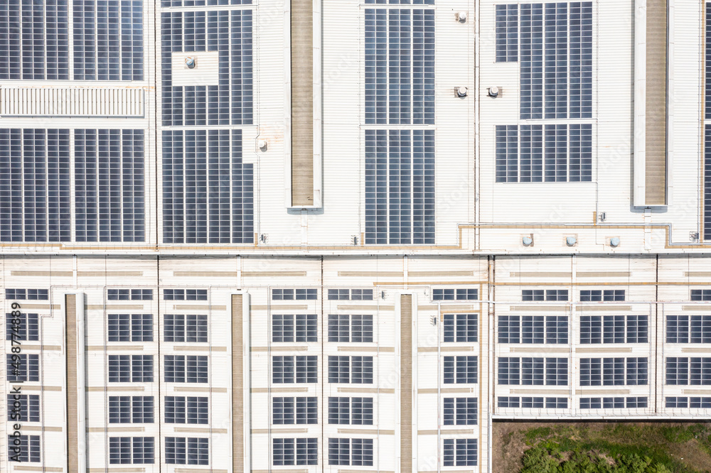 solar panels on factory rooftop