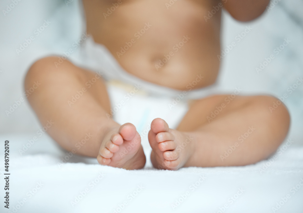 Tiny and sweet baby feet. Closeup shot of an adorable babys feet.