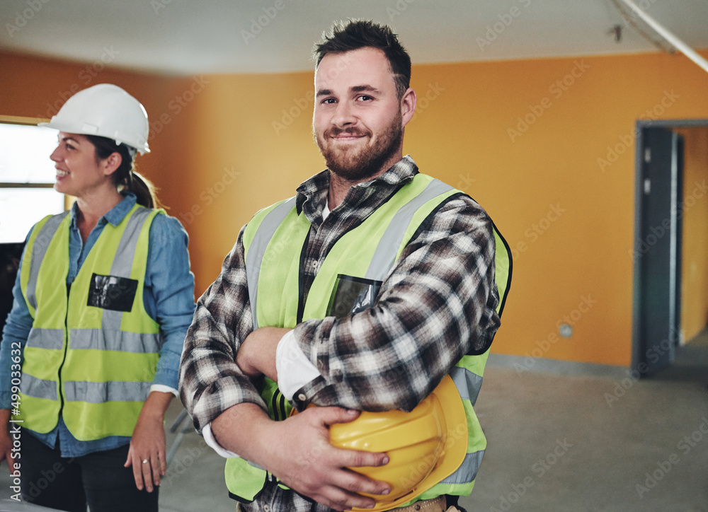 The expert in safety inspection. Portrait of a confident young man working at a construction site.