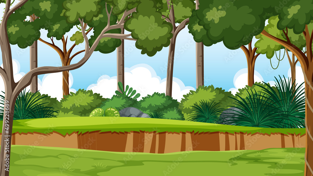 Jungle environment background in cartoon style