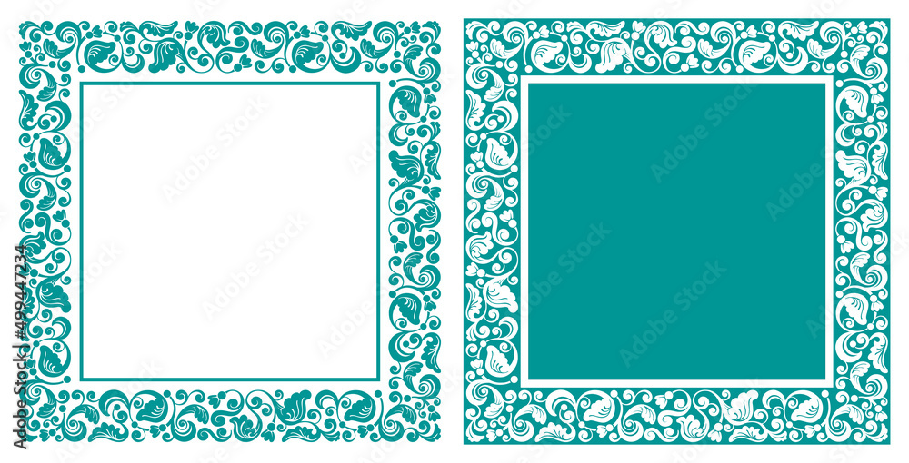 Set of floral design elements. Square frames with elegant patterns. Beautiful for any plain and chic