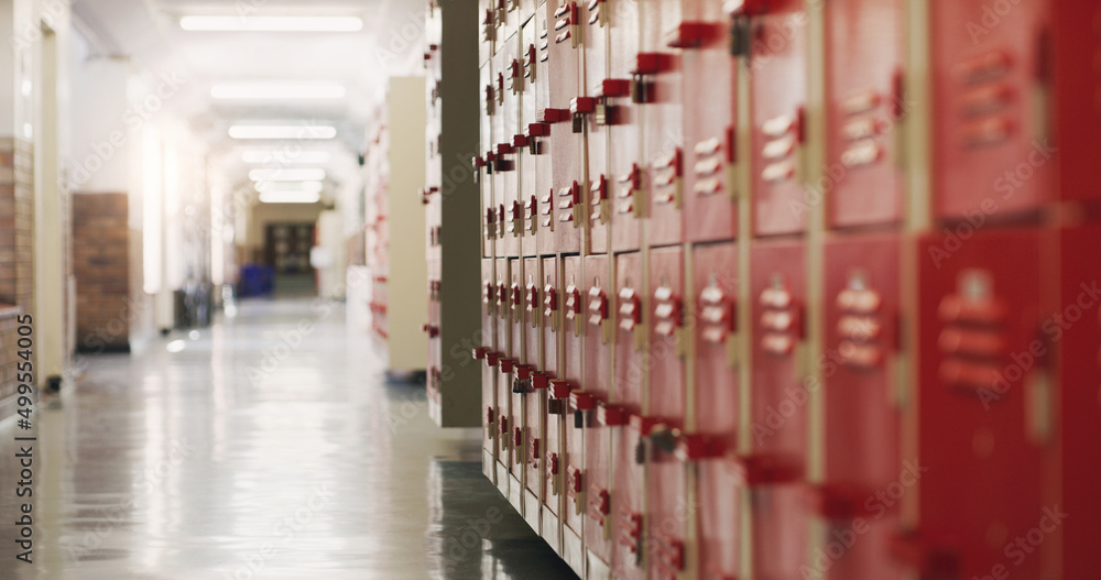 Today four walls, tomorrow open doors. Shot of an empty corridor in a high school.