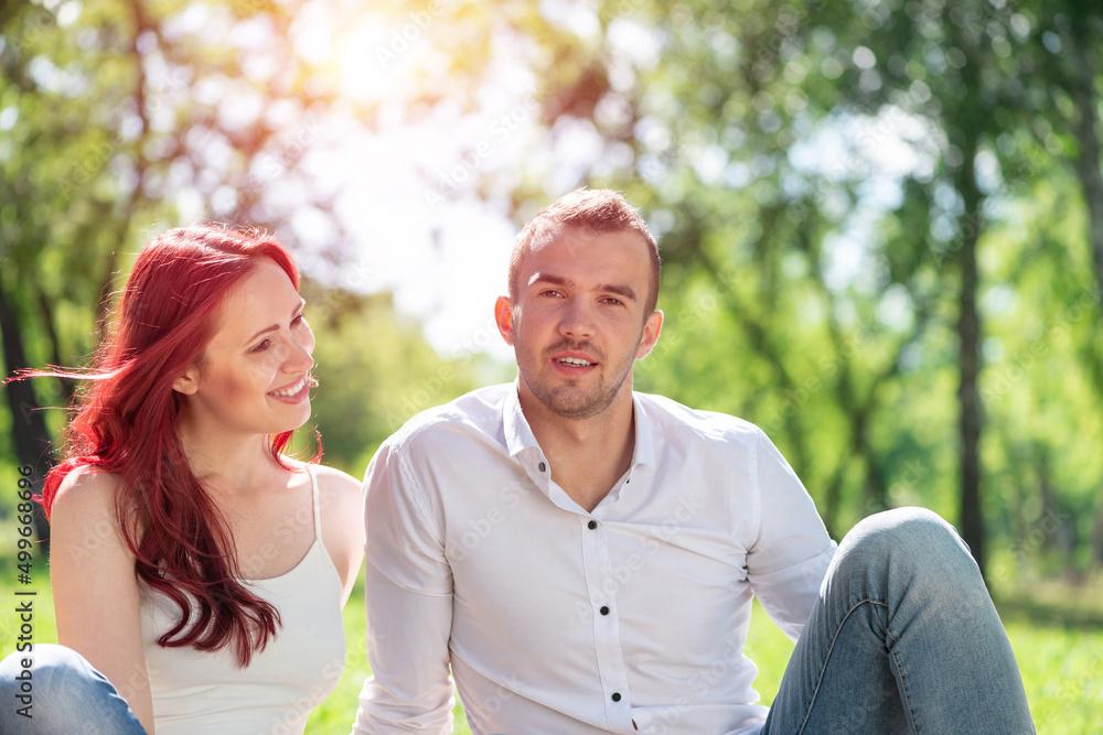 Young couple on a date in the park