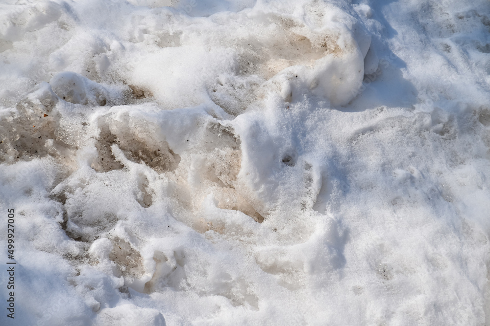 有大气污染痕迹的郊区积雪